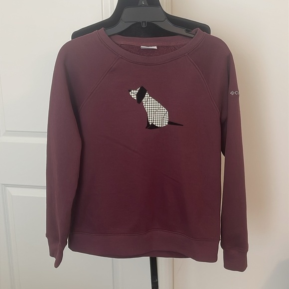 Columbia Graphic Dog Maroon Crewneck Sweatshirt Size Medium - Picture 1 of 6